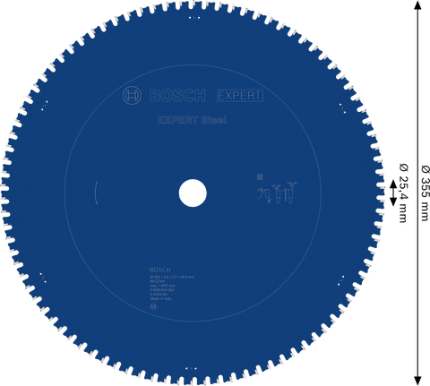 EXPERT Steel 鋼材圓鋸片,355 x 2.6/2.2 x 25.4 mm,T90 BoschEXPERT 鋼圓鋸片 355mm T90 用於金屬切割。.