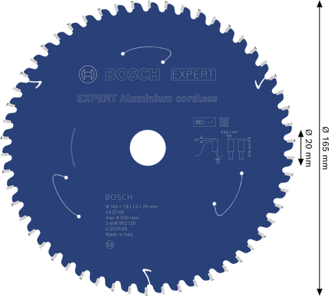 Bosch鋁製無線圓鋸片 165 mm T54。.