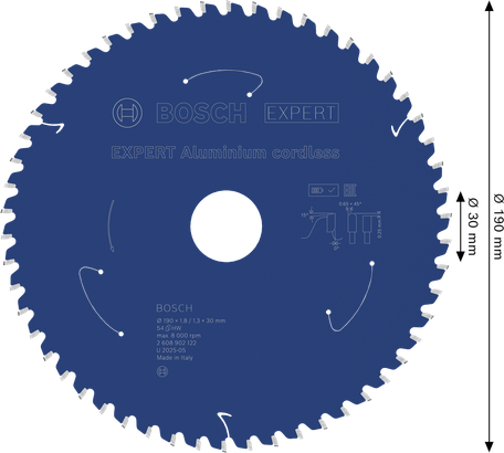 Bosch鋁製無線圓鋸片，54 齒。.
