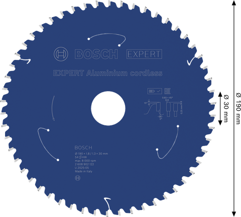 Bosch鋁製無線圓鋸片，54 齒。.