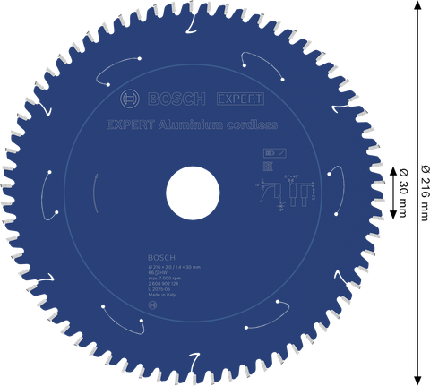 BoschEXPERT 鋁製無線鋸片，216 毫米 66T。.