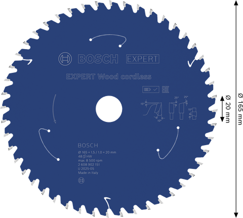 BoschEXPERT Wood 無線圓鋸片 165mm T48。.