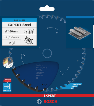 Bosch鋼圓鋸片 160×2/1.6×20 mm T30。.