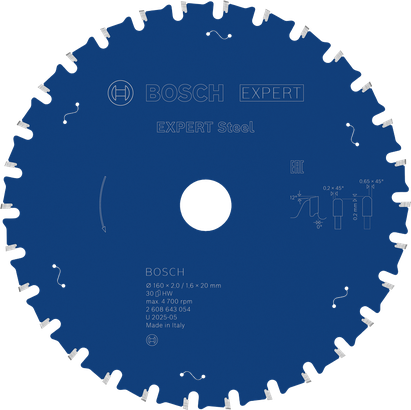 BoschEXPERT 鋼圓鋸片，160 mm T30。