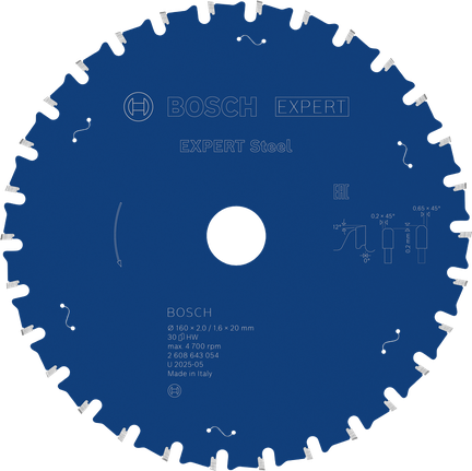 BoschEXPERT 鋼圓鋸片，160 mm T30。.
