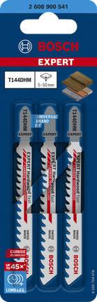 Bosch EXPERT「Hardwood Fast」T144DHM 硬質合金曲線鋸刀片 3 件裝。.