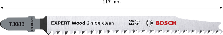 EXPERT ‘Wood 2-side clean’ T 308 B 線鋸片 5 件式 Bosch EXPERT Wood 雙面清潔 T308B 曲線鋸刀片。.