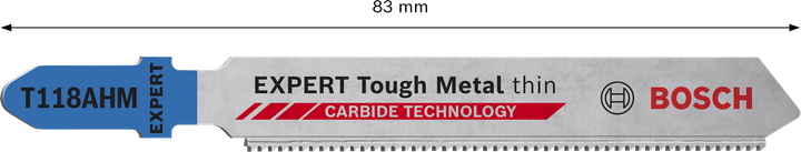 Bosch EXPERT Tough Metal 薄型 T118AHM 硬質合金曲線鋸刀片。.