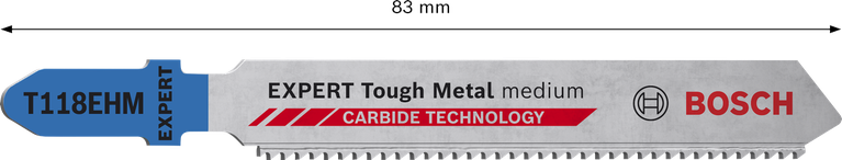 超耐久中硬金屬專業款 T118EHM 線鋸片,3 件 Bosch EXPERT Tough Metal T118EHM 曲線鋸刀片,硬質合金。.