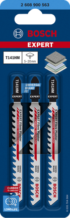 EXPERT ‘Fiber Plaster’ T 141 HM 線鋸片 3 件式 Bosch EXPERT Fiber Plaster T141HM 硬質合金曲線鋸刀片。.