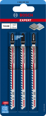 Bosch EXPERT Fiber Plaster T 341 HM 硬質合金曲線鋸刀片包。