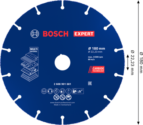 Bosch多材質硬質合金切割片 180 mm。
