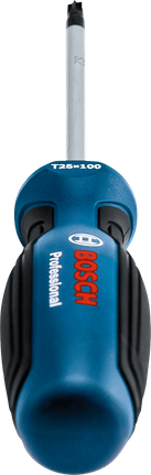 藍黑色螺絲刀，配有 Torx T25 刀頭和符合人體工學的手柄。