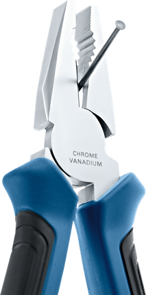 組合鉗夾住金屬釘。