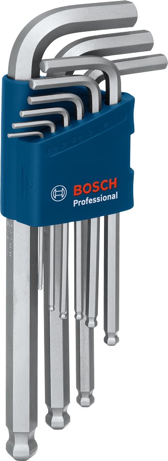 Bosch9件S2六角扳手套裝，藍色收納盒裝。