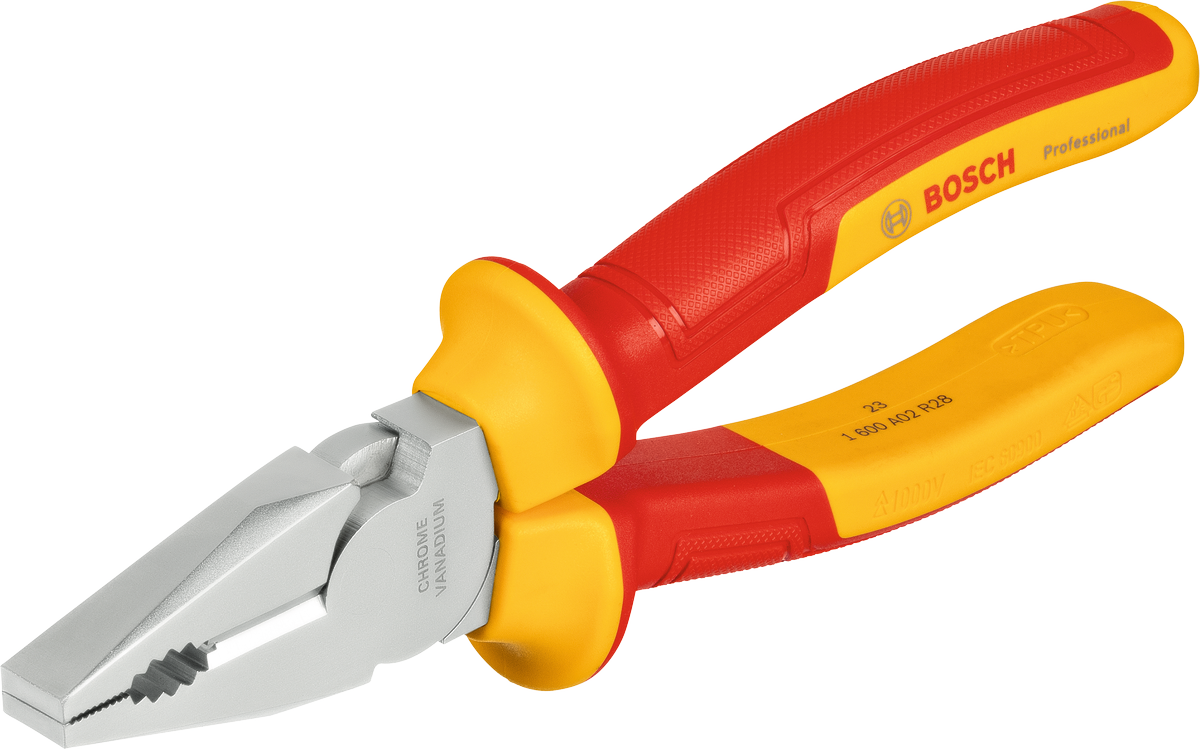 BoschVDE 組合鉗 180 毫米，適用於電氣作業。