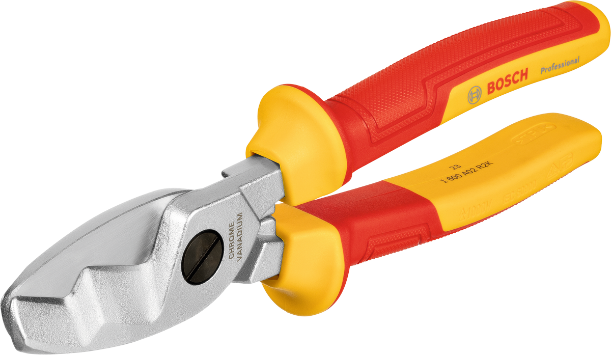 Bosch認證電纜剪，附絕緣紅黃手柄。