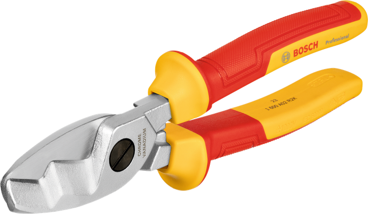 Bosch認證電纜剪，附絕緣紅黃手柄。