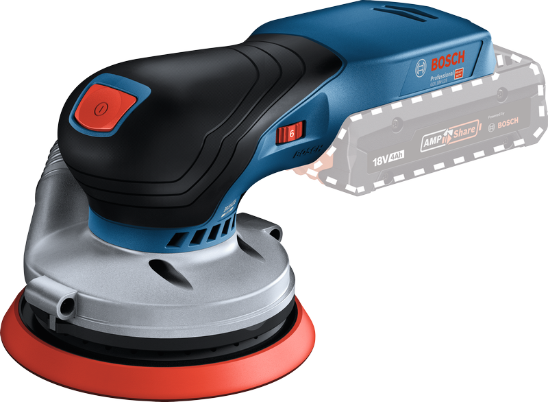 Bosch 18V-125 無線隨機軌道砂光機。