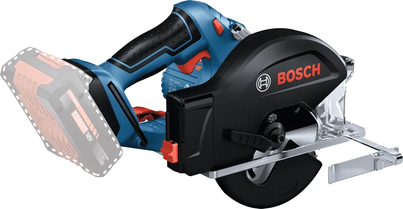 Bosch 18V-50 無線圓鋸，用於木材切割。