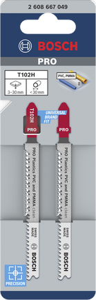 Bosch塑膠 PVC 和 PMMA 清潔 T102H 曲線鋸片。
