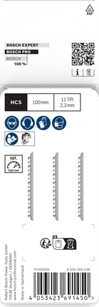 Bosch Plastics T102H 曲線鋸片 100mm，3 片裝。