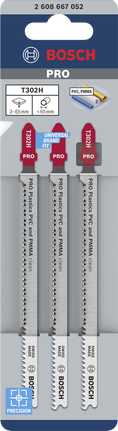 Bosch塑膠 PVC 和 PMMA T302H 曲線鋸片套裝。