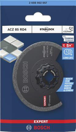 超耐久鑽石半圓鋸專業款 ACZ 85 RD4,85 mm Bosch ACZ 85 RD4 鑽石灌漿片刀片,85 mm。.