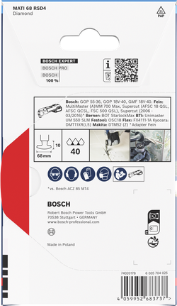 超耐久鑽石弧形刀專業款 MATI 68 RSD4,68 x 10 mm BoschEXPERT MATI 68 RSD4 鑽石角刀片 68 毫米。.