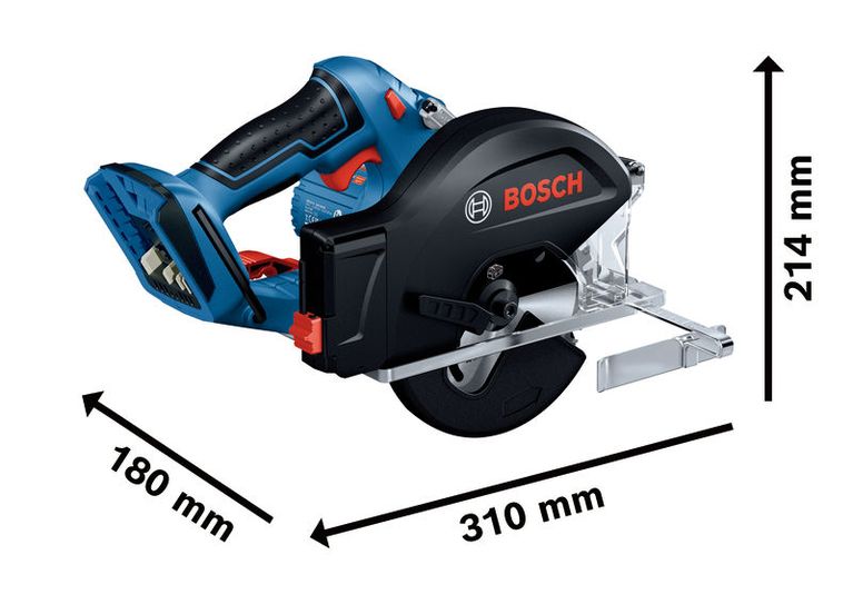 BoschGKM 18V-50 無線圓鋸，長度 310 mm。