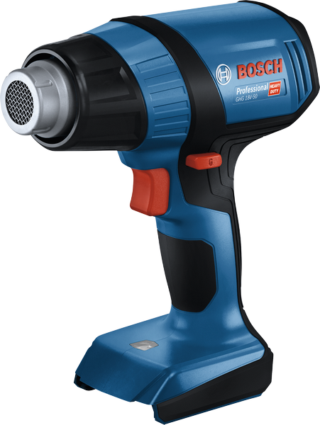 Bosch 18V-50 無線熱風槍，具有兩個溫度等級。