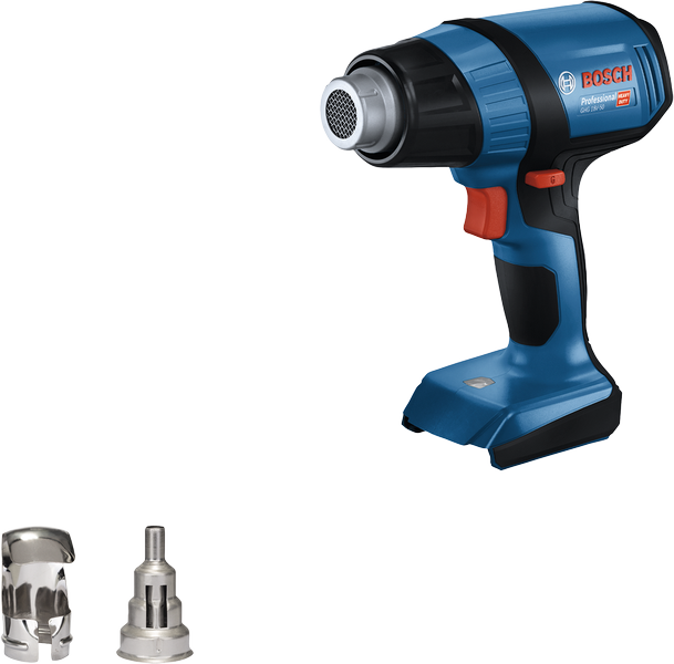 附噴嘴的BoschGHG 18V-50 無線熱風槍。