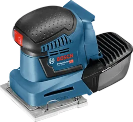 Bosch 18V-10 無線軌道砂光機，附微型過濾器。