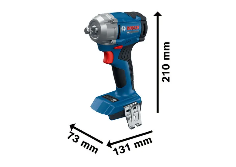 Bosch 18V-350 無線衝擊扳手，尺寸規格。