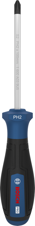 Bosch PH2 x 100 毫米螺絲刀，附人體工學手柄。