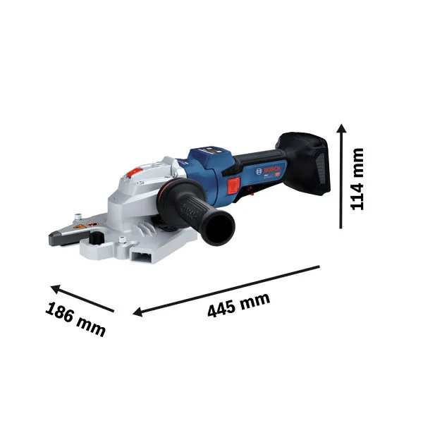 BoschGBC18V-32 無線割灌機，尺寸規格。