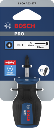 Bosch短柄螺絲起子 PH1 25 毫米，附人體工學手柄。
