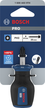 Bosch短柄螺絲起子 PH3 x 25 毫米，附 S2 鋼刀片。
