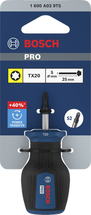 Bosch短柄螺絲起子 TX20 25mm，附 S2 鋼製批頭。