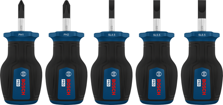 專業短柄 十字/一字螺絲起子組 (5件組)