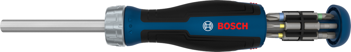 Bosch棘輪螺絲刀，附 12 件組批頭盒。