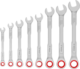 Bosch棘輪組合扳手套裝 8-19 毫米，扭力提升 50%。