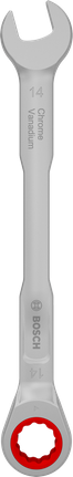 Bosch14 毫米鉻釩鋼棘輪組合扳手。