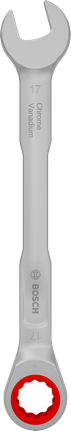 Bosch17 毫米棘輪組合扳手，鉻釩鋼材。