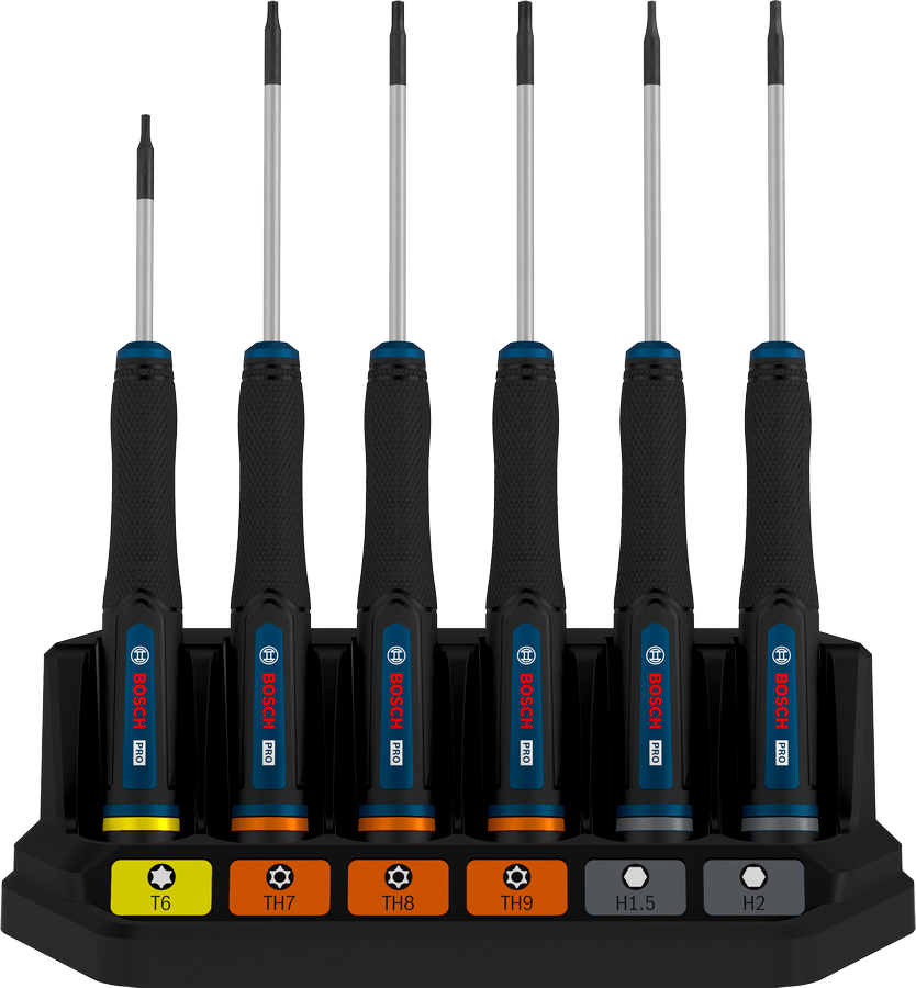 Bosch精密螺絲起子組 TX/TH/H，6 件套，搭配顏色編碼把手。