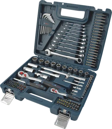 Bosch手動工具混合套裝 134 件，藍色工具箱裝。