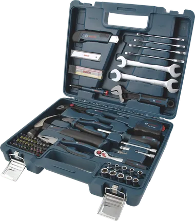 Bosch手動工具混合套裝 89 件，藍色手提箱裝。