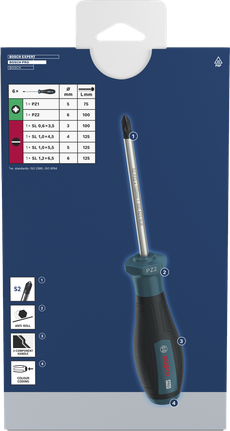 Bosch PZ/SL 螺絲起子組 6 件，附 S2 鋼軸。