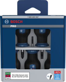 Bosch短柄螺絲起子套裝 5 件，附 S2 軸。
