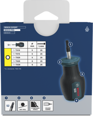 PRO Torx 短柄螺絲起子套組，5 件
